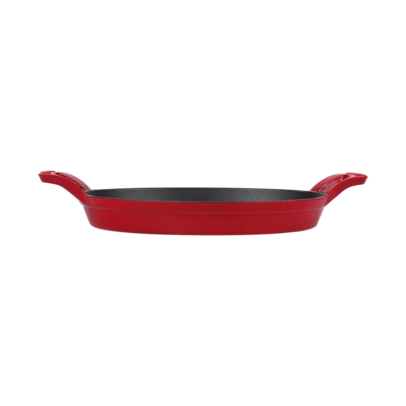 Non-stick Enameled Cast Iron Round Grill Pan