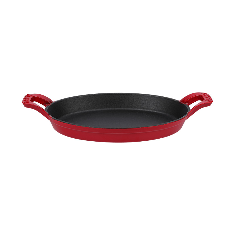 Non-stick Enameled Cast Iron Round Grill Pan