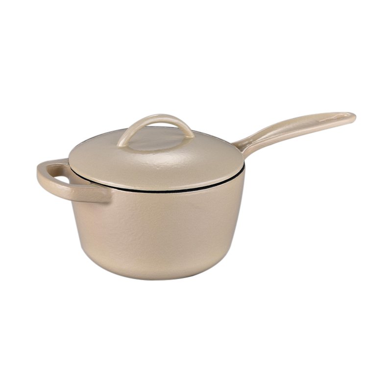 Enameled Cast Iron Saucepan Milk Pot with Long Handle