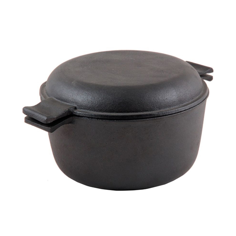 2-in-1 Cast Iron Dutch Oven Casserole with Skillet Lid