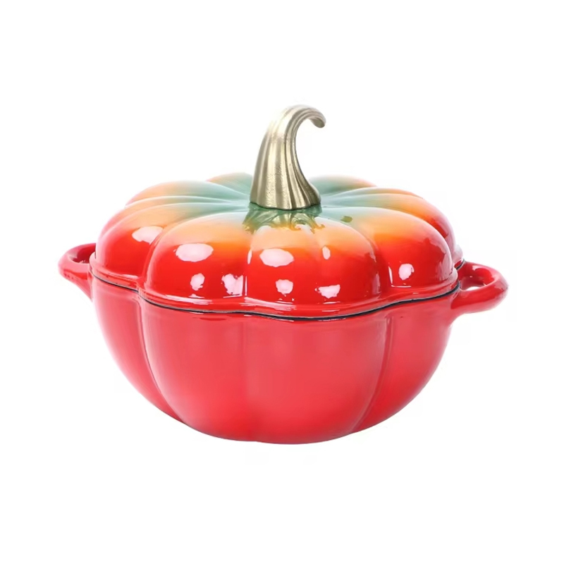 Cast Iron Enamel Casserole Stew Pot Pumpkin Pot