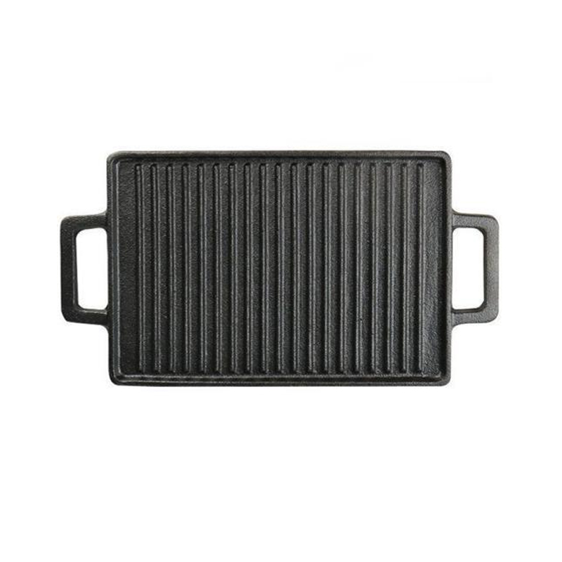 Rectangle Cast Iron Grill Frying Pan with Double Handle