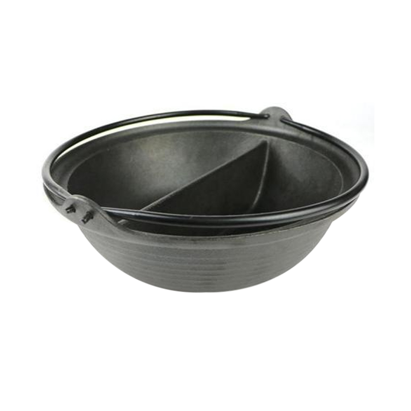 Outdoor Portable Cast Iron Soup Pot with Divider