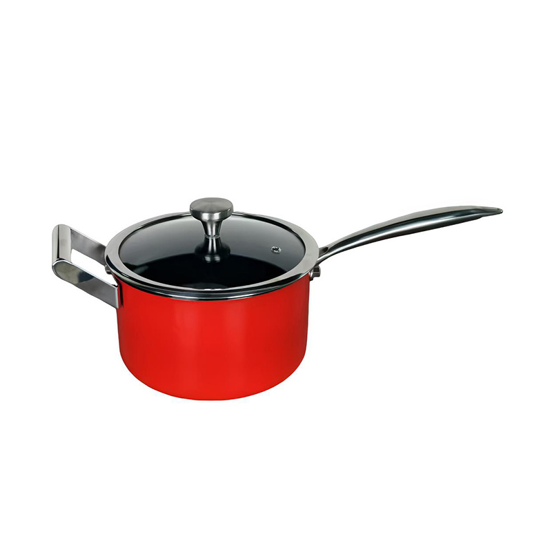 SUC-039 Stainless Steel Red Enamel Non-Stick Wok